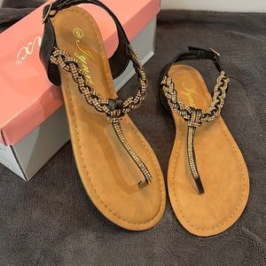 Sandle with copper rhinestones